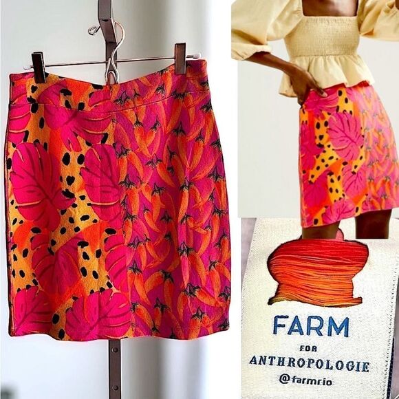 FARM RIO ANTHROPOLOGIE Pepper Fruit Snack Hipster Banana Art Polka Mini Skirt XS - Picture 1 of 15